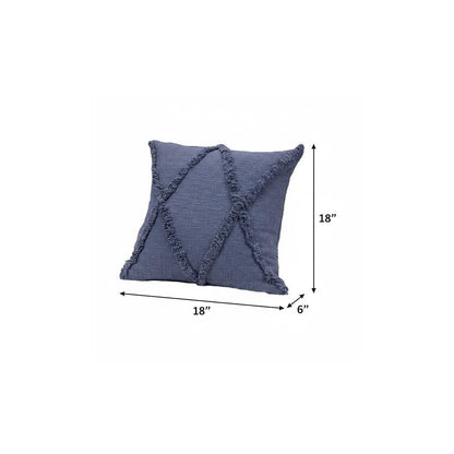 18" X 18" Denim Blue 100% Cotton Zippered Pillow HomeRoots