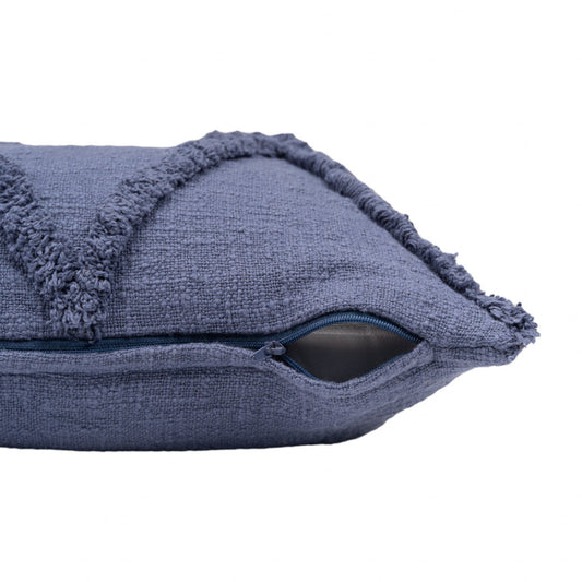 18" X 18" Denim Blue 100% Cotton Zippered Pillow FurniFindUSA