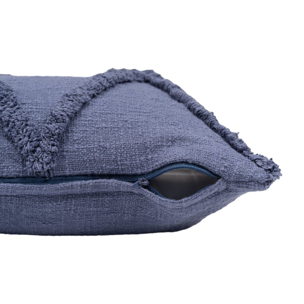 18" X 18" Denim Blue 100% Cotton Zippered Pillow HomeRoots