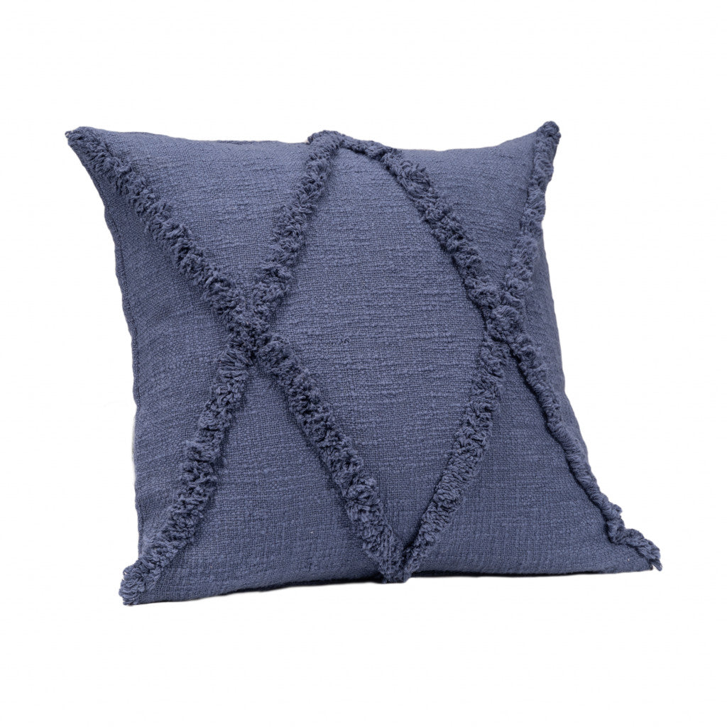18" X 18" Denim Blue 100% Cotton Zippered Pillow FurniFindUSA