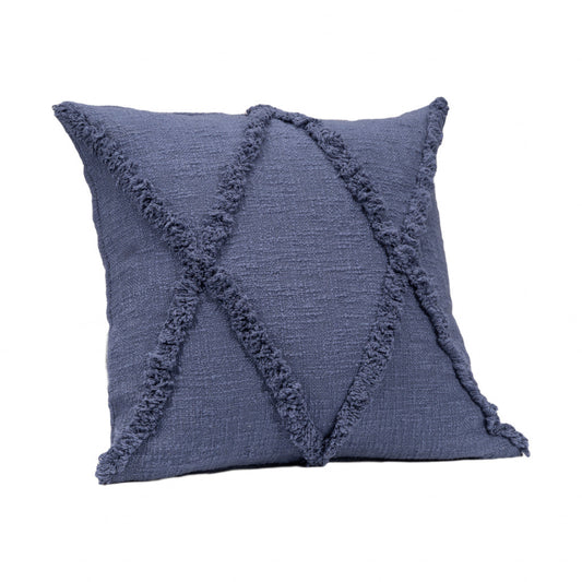 18" X 18" Denim Blue 100% Cotton Zippered Pillow FurniFindUSA