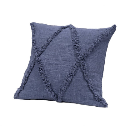 18" X 18" Denim Blue 100% Cotton Zippered Pillow HomeRoots
