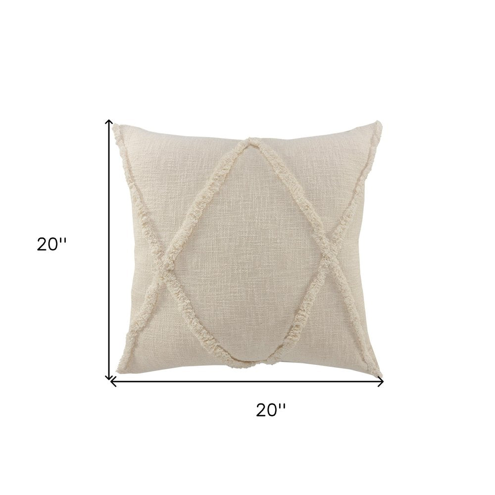 20" Ivory Cotton Throw Pillow