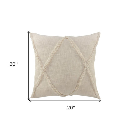 20" Ivory Cotton Throw Pillow