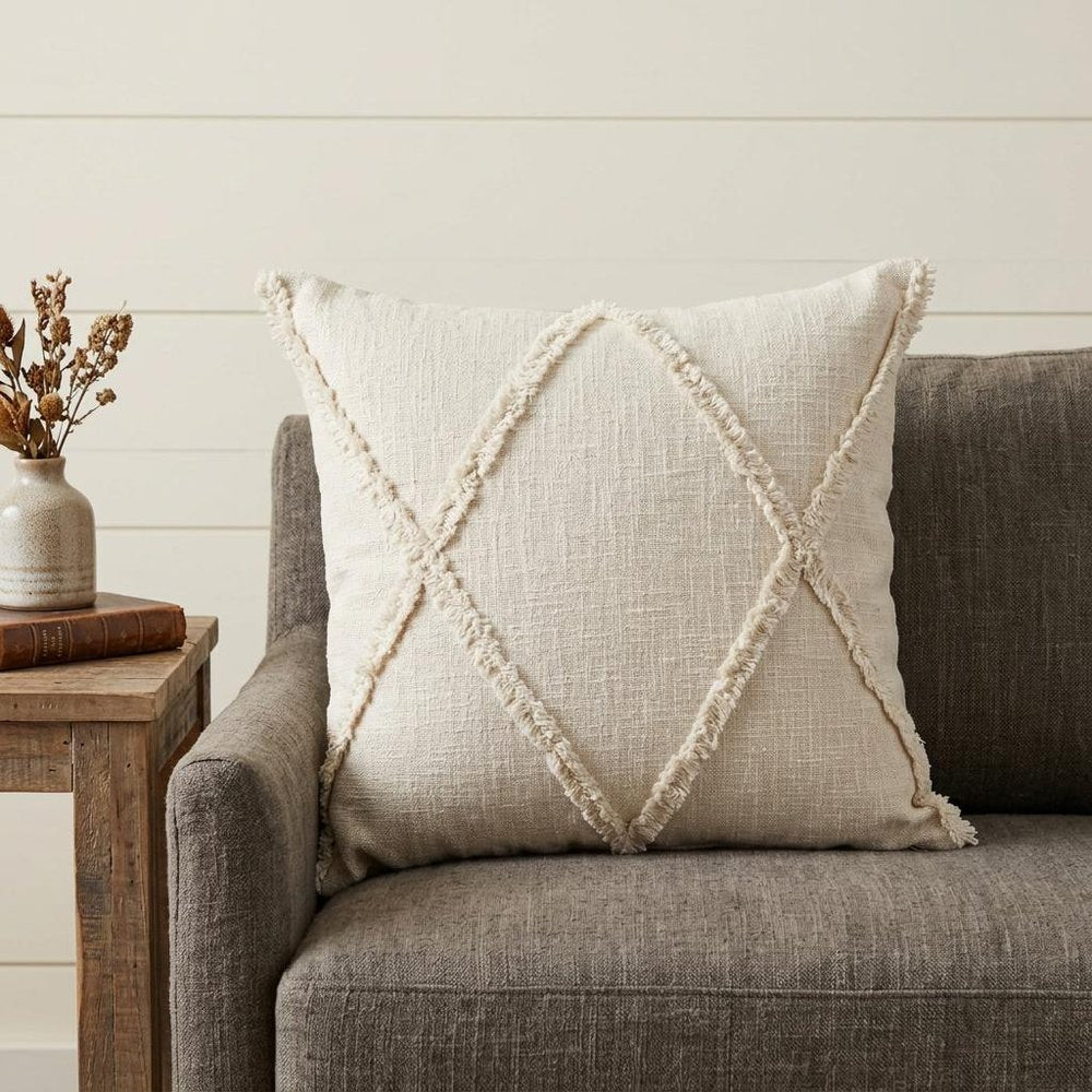 20" Ivory Cotton Throw Pillow HomeRoots