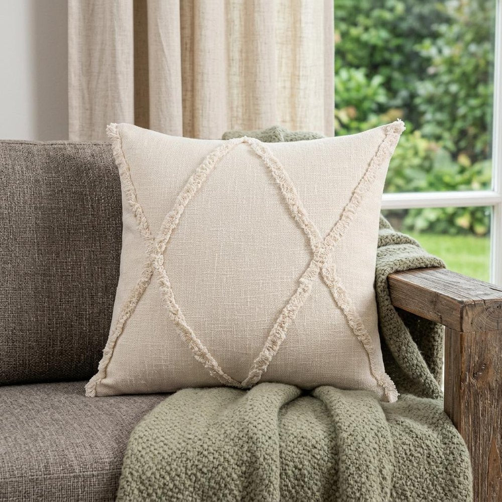 26" X 26" Ivory 100% Cotton Zippered Pillow — view 10