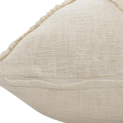 26" X 26" Ivory 100% Cotton Zippered Pillow HomeRoots