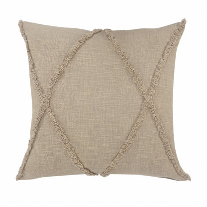 20" X 20" Taupe Brown 100% Cotton Zippered Pillow FurniFindUSA