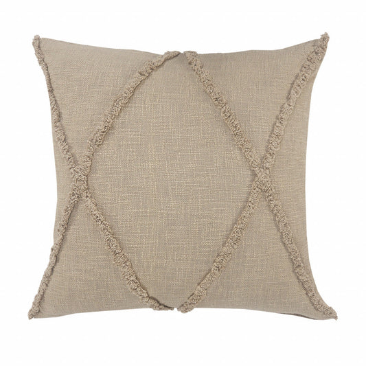 20" X 20" Taupe Brown 100% Cotton Zippered Pillow FurniFindUSA
