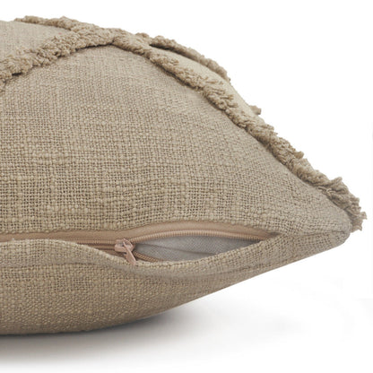 20" X 20" Taupe Brown 100% Cotton Zippered Pillow FurniFindUSA