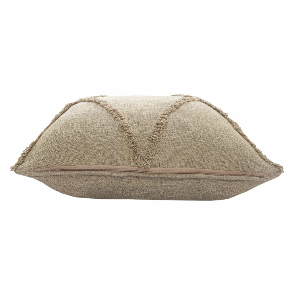20" X 20" Taupe Brown 100% Cotton Zippered Pillow FurniFindUSA