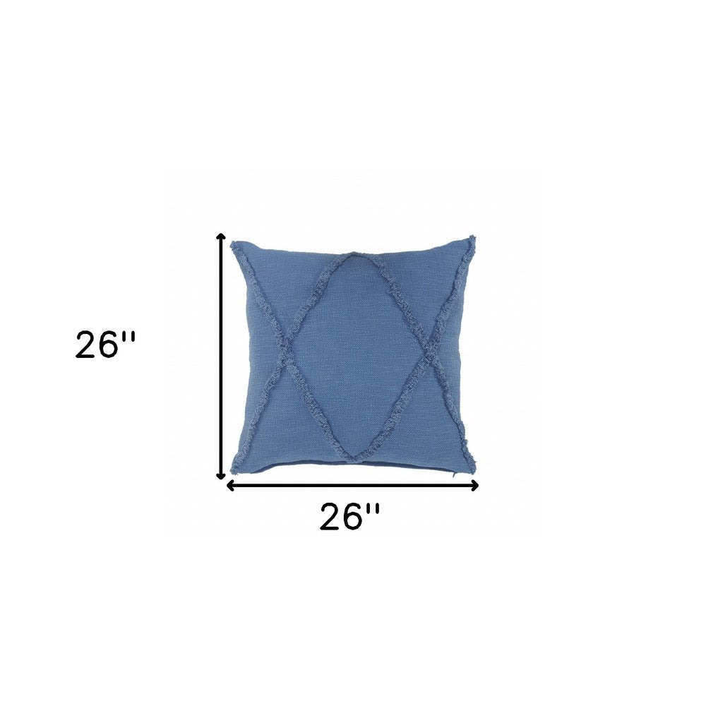 26" X 26" Cobalt Blue 100% Cotton Zippered Pillow HomeRoots