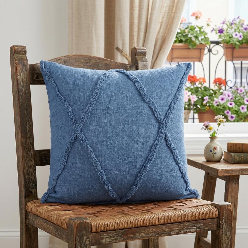 26" X 26" Cobalt Blue 100% Cotton Zippered Pillow — view 9