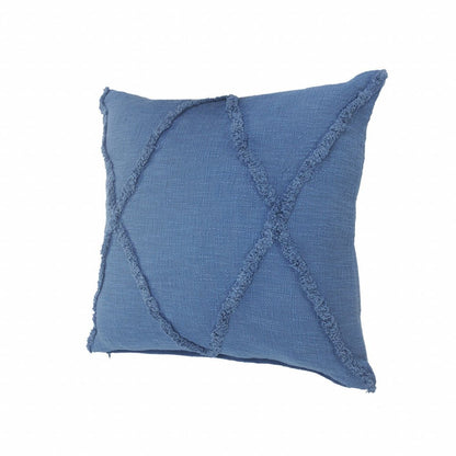 26" X 26" Cobalt Blue 100% Cotton Zippered Pillow HomeRoots