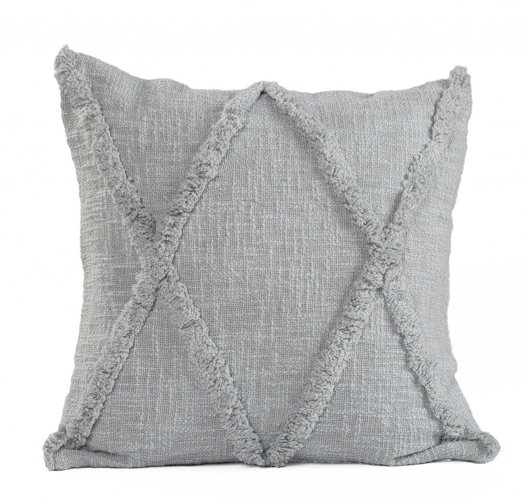 18" X 18" Light Gray 100% Cotton Geometric Zippered Pillow 6.0" (L) x 18.0" (W) x 18.0" (H) FurniFindUSA