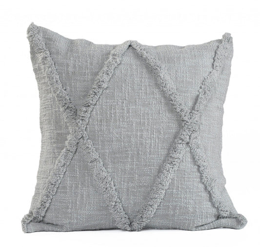 18" X 18" Light Gray 100% Cotton Geometric Zippered Pillow 6.0" (L) x 18.0" (W) x 18.0" (H) FurniFindUSA