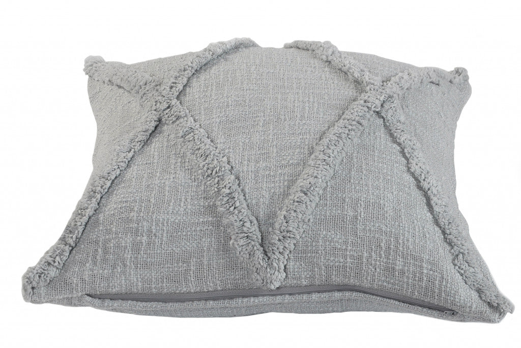 18" X 18" Light Gray 100% Cotton Geometric Zippered Pillow 6.0" (L) x 18.0" (W) x 18.0" (H) FurniFindUSA