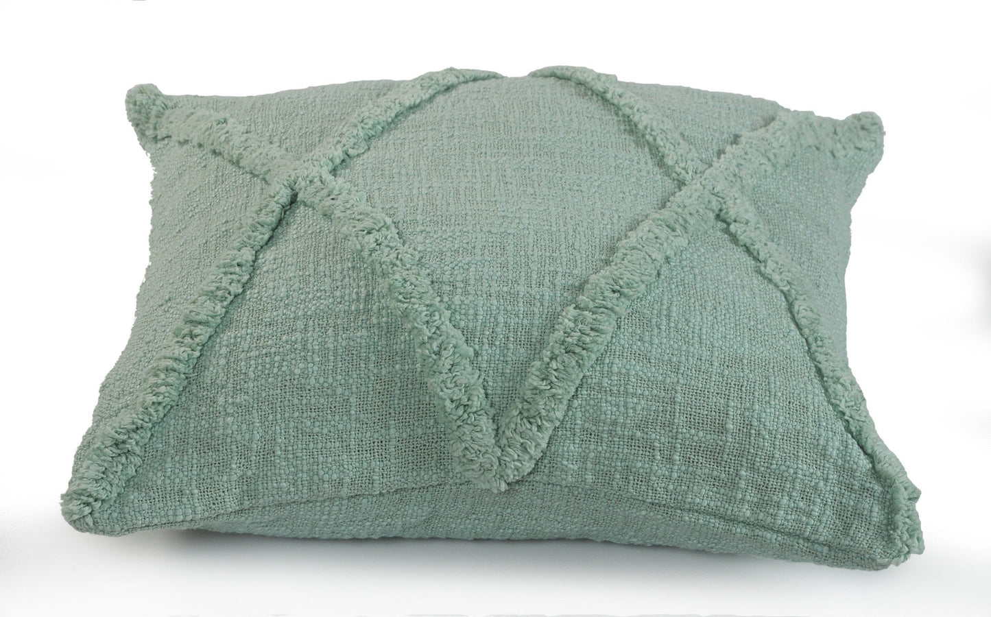 18" X 18" Jade Green 100% Cotton Geometric Zippered Pillow FurniFindUSA