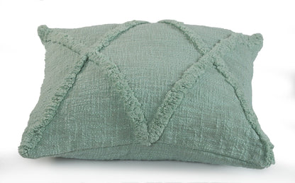 18" X 18" Jade Green 100% Cotton Geometric Zippered Pillow FurniFindUSA