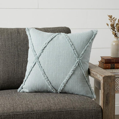18" Blue Cotton Throw Pillow HomeRoots