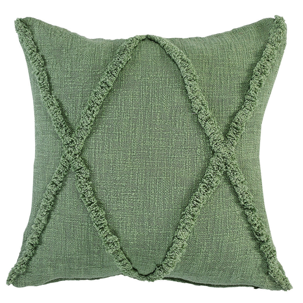 20" X 20" Forest Green Diamond Cotton Zippered Pillow FurniFindUSA