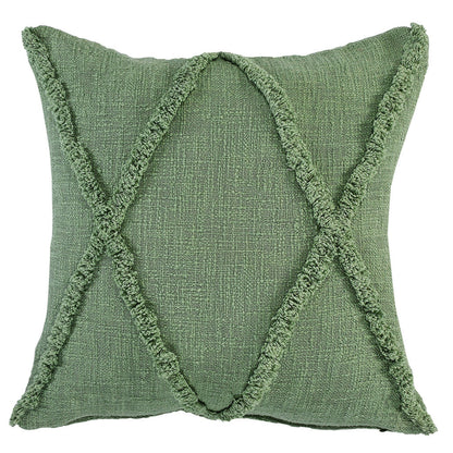 20" X 20" Forest Green Diamond Cotton Zippered Pillow FurniFindUSA