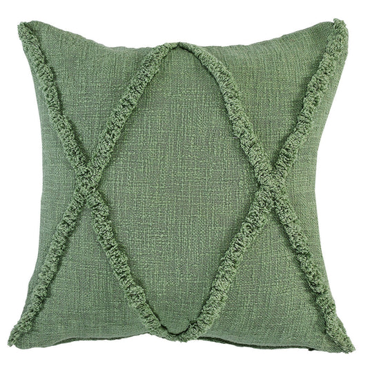 20" X 20" Forest Green Diamond Cotton Zippered Pillow FurniFindUSA