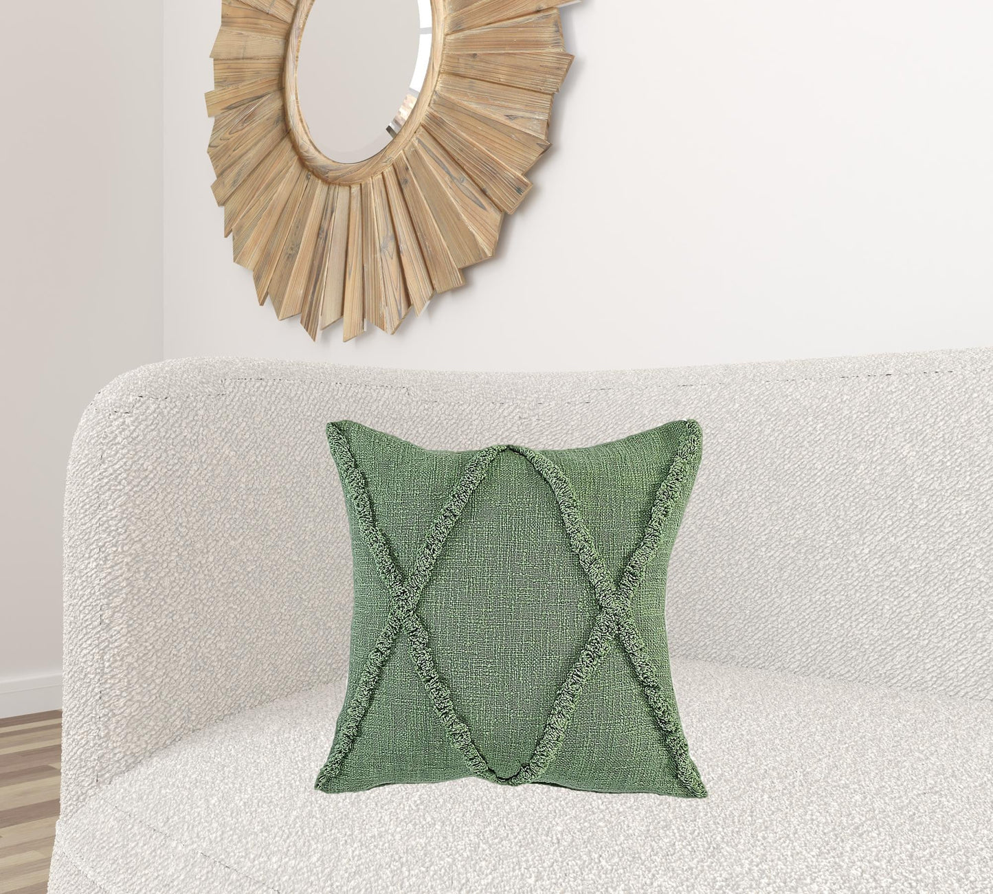 20" X 20" Forest Green Diamond Cotton Zippered Pillow FurniFindUSA