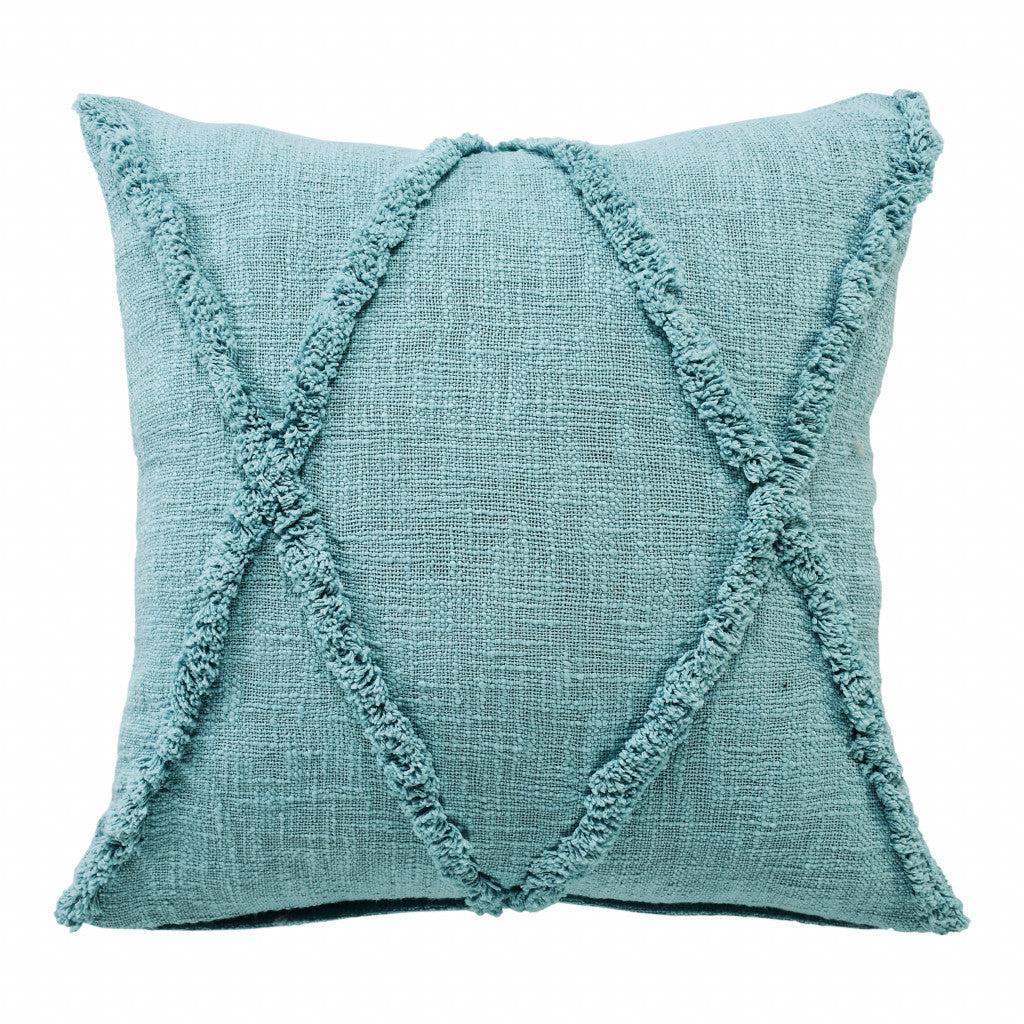 20" X 20" Aqua Sky Blue 100% Cotton Geometric Zippered Pillow FurniFindUSA