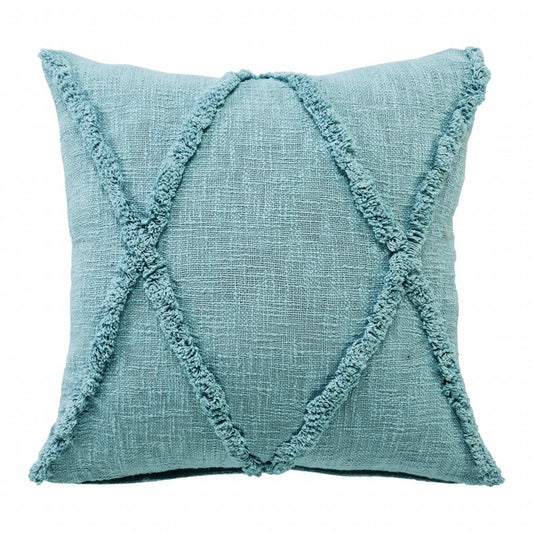 20" X 20" Aqua Sky Blue 100% Cotton Geometric Zippered Pillow FurniFindUSA