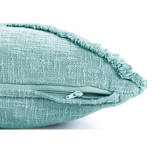 20" X 20" Aqua Sky Blue 100% Cotton Geometric Zippered Pillow FurniFindUSA