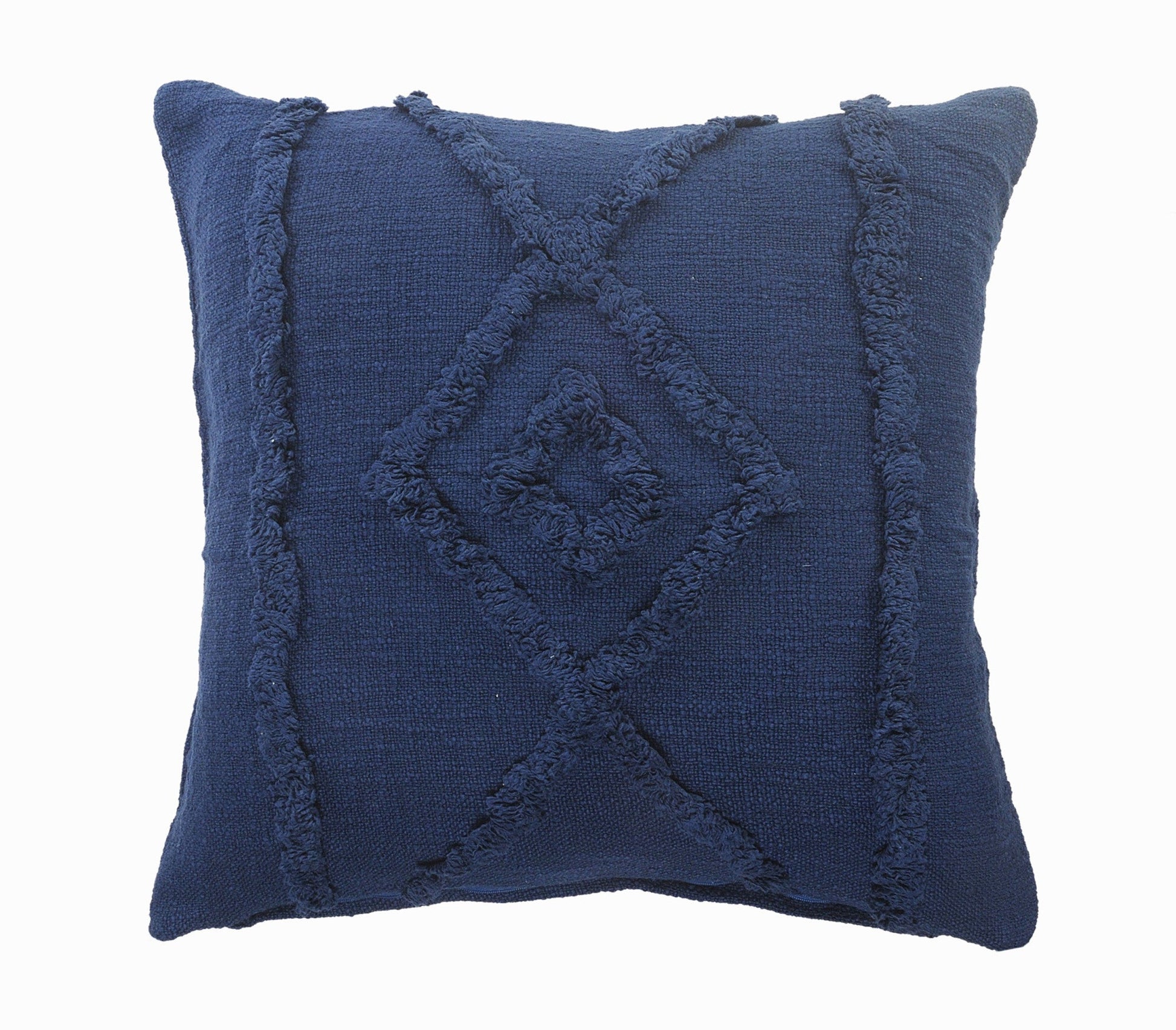 20" X 20" Navy And Dark Blue 100% Cotton Geometric Zippered Pillow FurniFindUSA