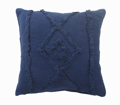 20" X 20" Navy And Dark Blue 100% Cotton Geometric Zippered Pillow FurniFindUSA