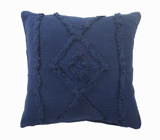 20" X 20" Navy And Dark Blue 100% Cotton Geometric Zippered Pillow FurniFindUSA