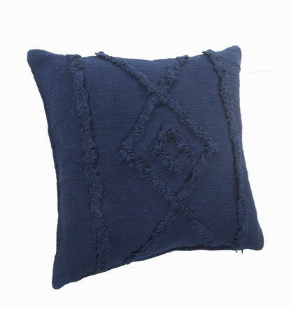 20" X 20" Navy And Dark Blue 100% Cotton Geometric Zippered Pillow FurniFindUSA