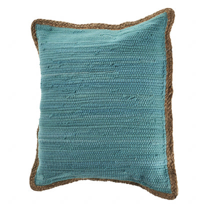 20" X 20" Turquoise Blue And Tan 100% Cotton Zippered Pillow FurniFindUSA