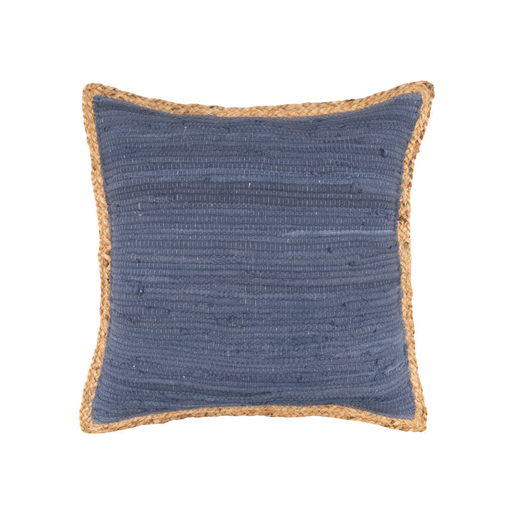 20" X 20" Blue and Beige Cotton Blend Zippered Pillow FurniFindUSA