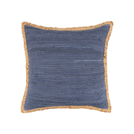 20" X 20" Blue and Beige Cotton Blend Zippered Pillow FurniFindUSA