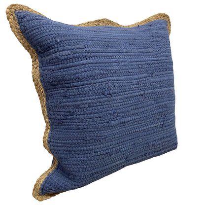 20" X 20" Blue and Beige Cotton Blend Zippered Pillow FurniFindUSA