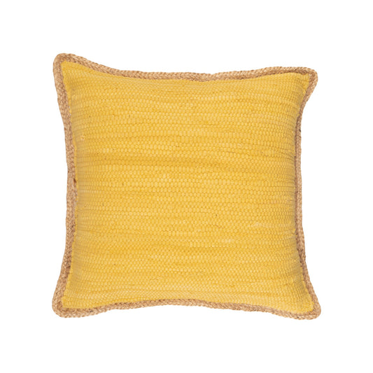 20" X 20" Yellow and Beige Cotton Blend Zippered Pillow FurniFindUSA