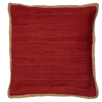 20" x 20" Red 100% Cotton Zippered Pillow FurniFindUSA