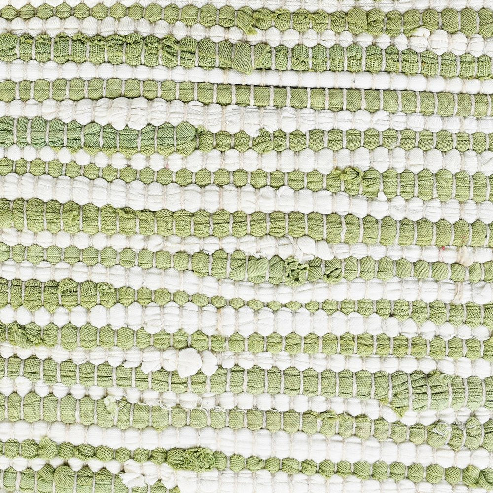 20" Green White And Natural Striped Cotton And Jute Throw Pillow HomeRoots
