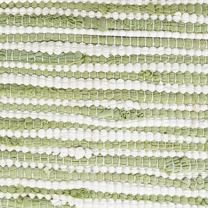 20" Green White And Natural Striped Cotton And Jute Throw Pillow HomeRoots