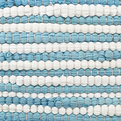 20" X 20" Air Blue White And Tan 100% Cotton Striped Zippered Pillow HomeRoots