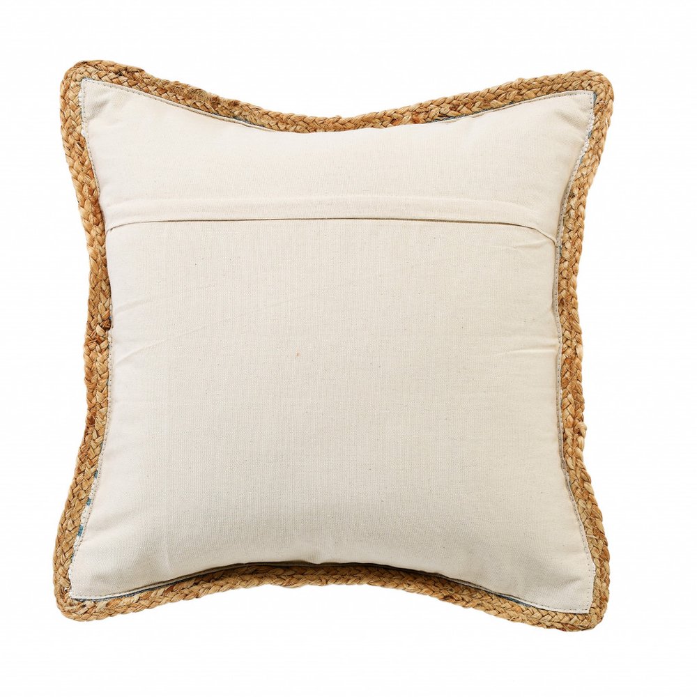 20" X 20" Air Blue White And Tan 100% Cotton Striped Zippered Pillow HomeRoots