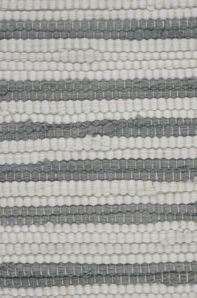 18" X 18" White Gray And Tan 100% Cotton Striped Zippered Pillow HomeRoots