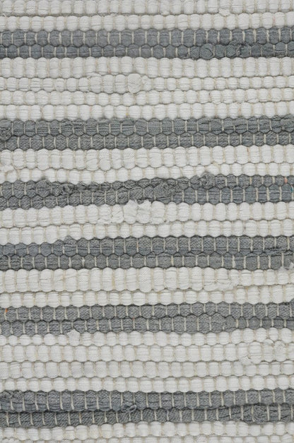 18" X 18" White Gray And Tan 100% Cotton Striped Zippered Pillow HomeRoots