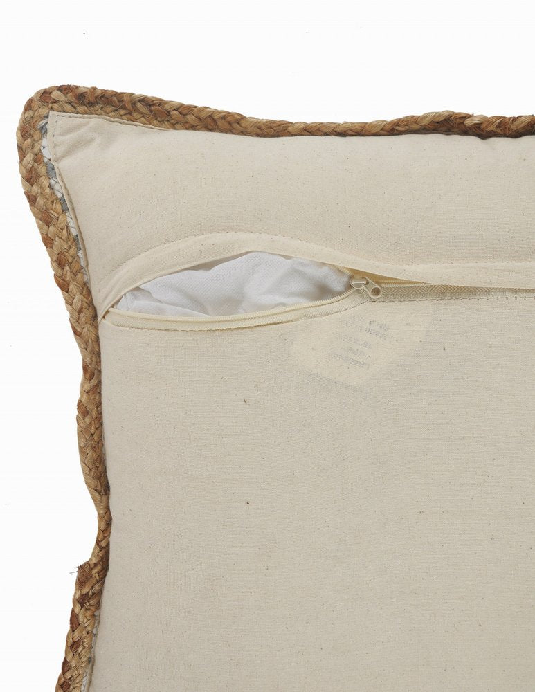 18" X 18" White Gray And Tan 100% Cotton Striped Zippered Pillow — view 3