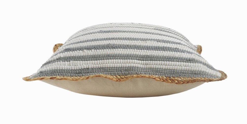 18" X 18" White Gray And Tan 100% Cotton Striped Zippered Pillow — view 6