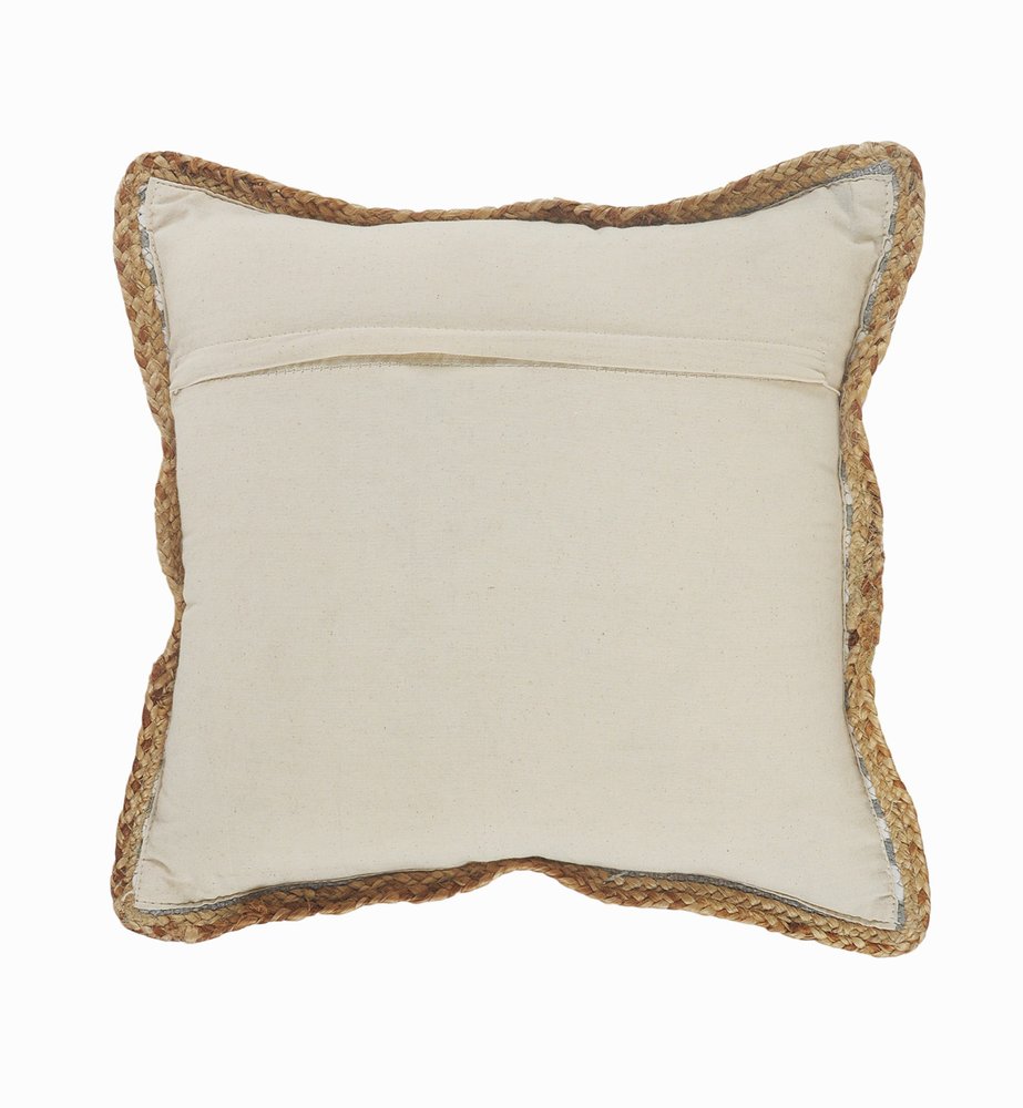 18" X 18" White Gray And Tan 100% Cotton Striped Zippered Pillow — view 7